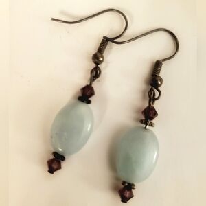 Handmade semiprecious drop earrings light blue
